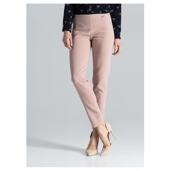Pantaloni dama -  model M328 - talie inalta - roz - poliester/elastan/viscoza