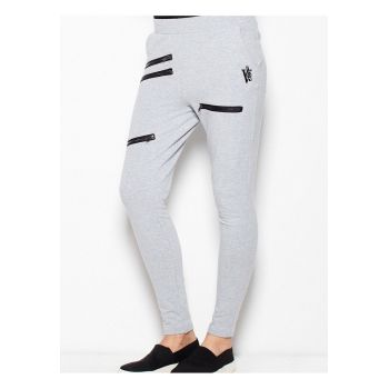 Pantaloni sport dama -  mulati - cu talie joasa - gri - bumbac