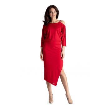Rochie midi dama  Belalon K479 rosie