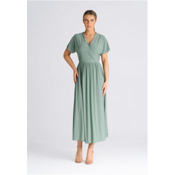 Rochie midi  verde - poliester -
