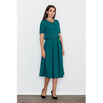 Set dama  fusta si bluza - verde - poliester 100%