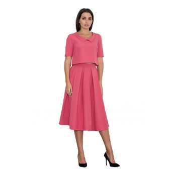 Set dama  M579 - fusta si bluza - culoare coral - poliester 100% -