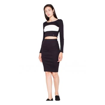 Set fusta/top -  Bumbac/Elastan - Negru