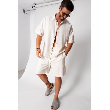 Set Island Mood camasa si pantalon scurt Beige 16782