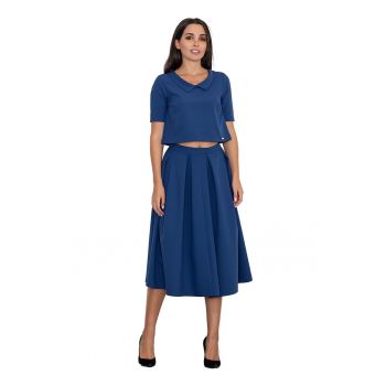 Set lejer dama -  fusta si bluza camasa - bleumarin - material confortabil -