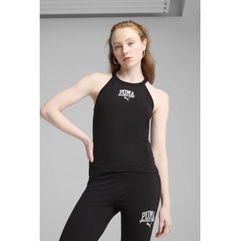 Top cu decolteu halter si logo