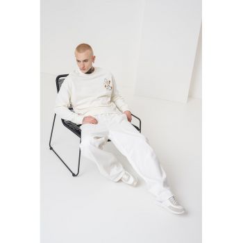 Bluza de trening cu imprimeu si mansete striate