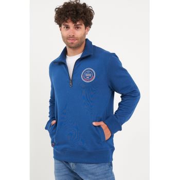 Bluza de trening din bumbac cu fenta cu fermoar