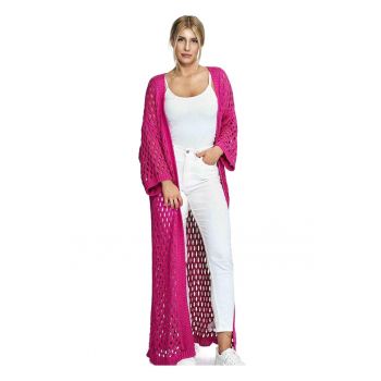 Cardigan lung - Fig - maneci largi 3/4 - violet - poliacril/bumbac -