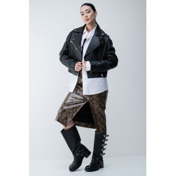 Fusta midi cu model reptila