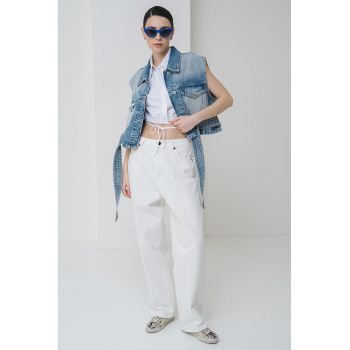 Jacheta crop din denim - fara maneci
