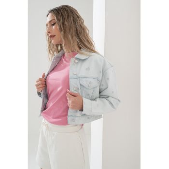 Jacheta din denim cu aspect decolorat Galatea