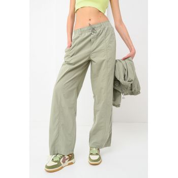 Pantaloni ampli de bumbac cu talie elastica