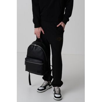 Pantaloni de trening din bumbac cu logo si snur de ajustare