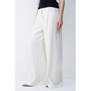 Pantaloni din amestec de in cu croiala ampla