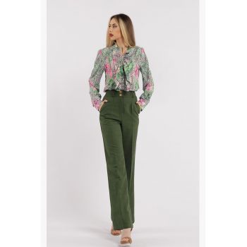 Pantaloni drepti cu talie inalta
