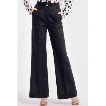 Pantaloni drepti cu talie inalta