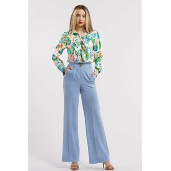 Pantaloni drepti cu talie inalta