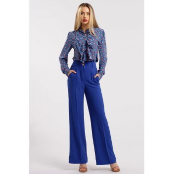 Pantaloni drepti cu talie inalta