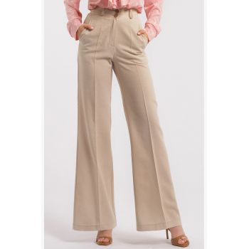 Pantaloni drepti cu talie inalta