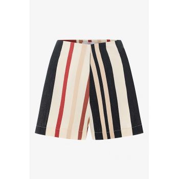Pantaloni scurti de plaja - din bumbac - in dungi
