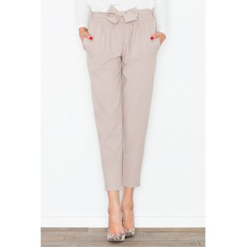 Pantaloni skinny dama -  bej - poliester -