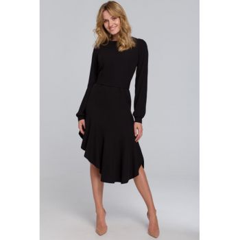 Rochie asimetrica cu volanas -