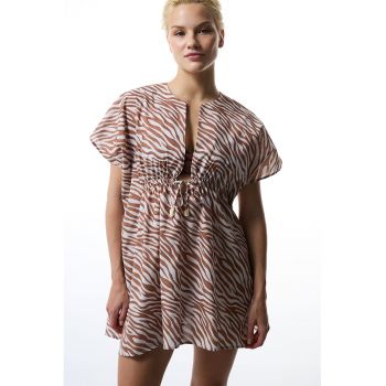 Rochie de plaja cu animal print - din bumbac - pentru plaja