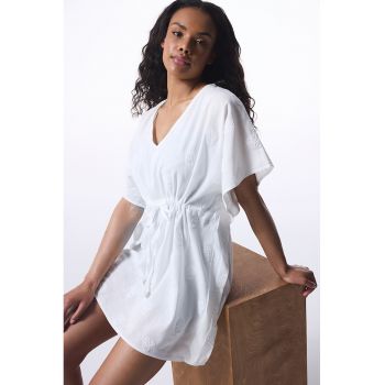 Rochie din amestec de bumbac cu maneci scurte