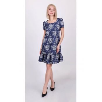 Rochie din chambray cu broderii florale