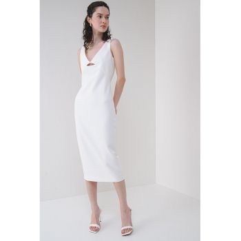 Rochie midi cu decolteu in V