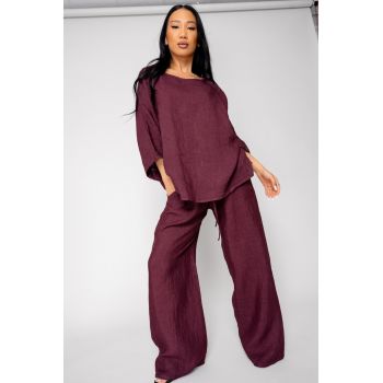 Set Kalie Bluza si Pantalon lung 100% IN Burgundy 15907