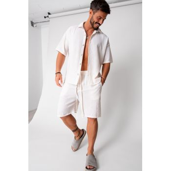Set Rivolo camasa maneca scurta si pantalon scurt Cream 16698