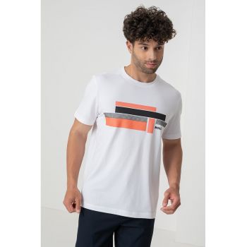 Tricou din amestec de lyocell cu decolteu la baza gatului Glamping