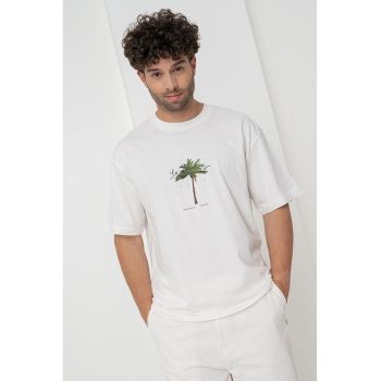 Tricou din bumbac cu decolteu la baza gatului