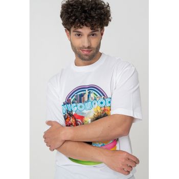 Tricou dn bumbac cu imprimeu grafic pe partea din spate