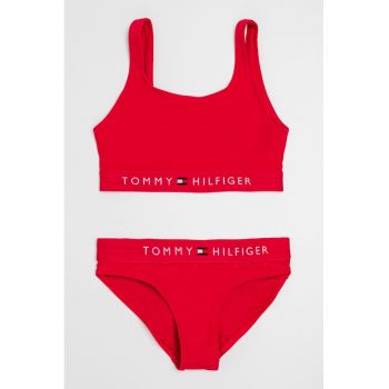 Costum de baie cu doua piese si logo brodat