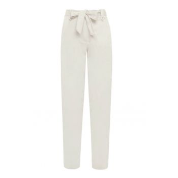 Pantaloni cu croiala conica si detaliu cu funda