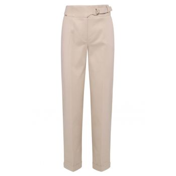 Pantaloni din amestec de bumbac si viscoza - Bej deschis