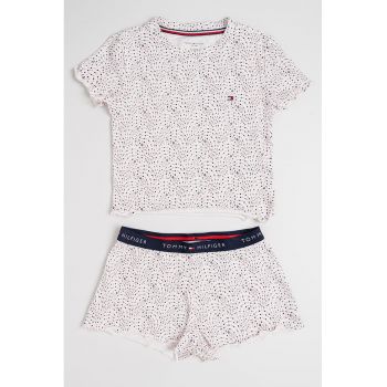 Pijama cu pantaloni scurti - buline si banda logo in talie
