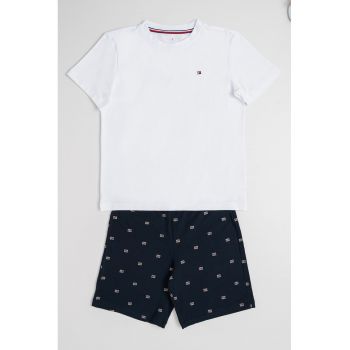 Pijama cu pantaloni scurti si banda logo in talie