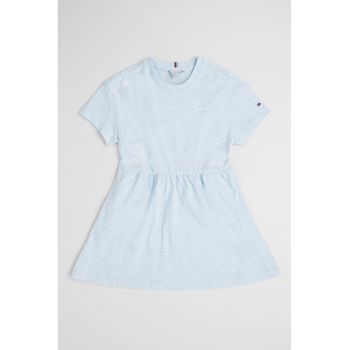 Rochie evazata de bumbac cu imprimeu text
