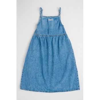 Rochie evazata din denim si amestec de lyocell