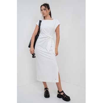 Rochie midi din bumbac organic cu detaliu nod