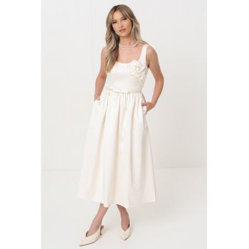 Rochie midi evazata cu buzunare laterale