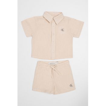 Set de camasa de in si bumbac cu pantaloni scurti