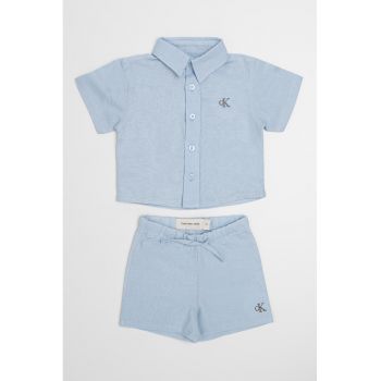 Set de camasa de in si bumbac cu pantaloni scurti