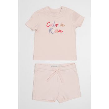 Set de pantaloni scurti si tricou cu imprimeu logo - 2 Piese