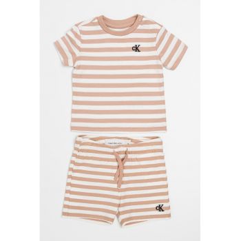 Set de pantaloni scurti si tricou cu model in dungi - 2 Piese