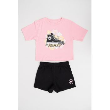 Set de tricou cu imprimeu si pantaloni scurti